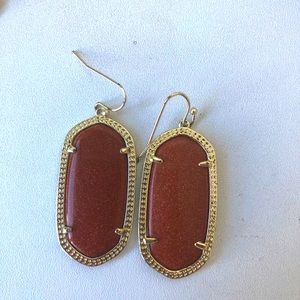 Elle Gold Drop Earrings In Goldstone Glass